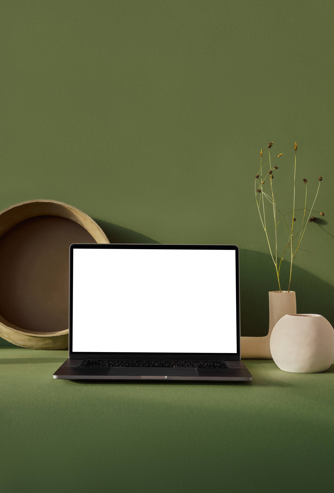 Aesthetic Tumblr Laptop Olive Green Background