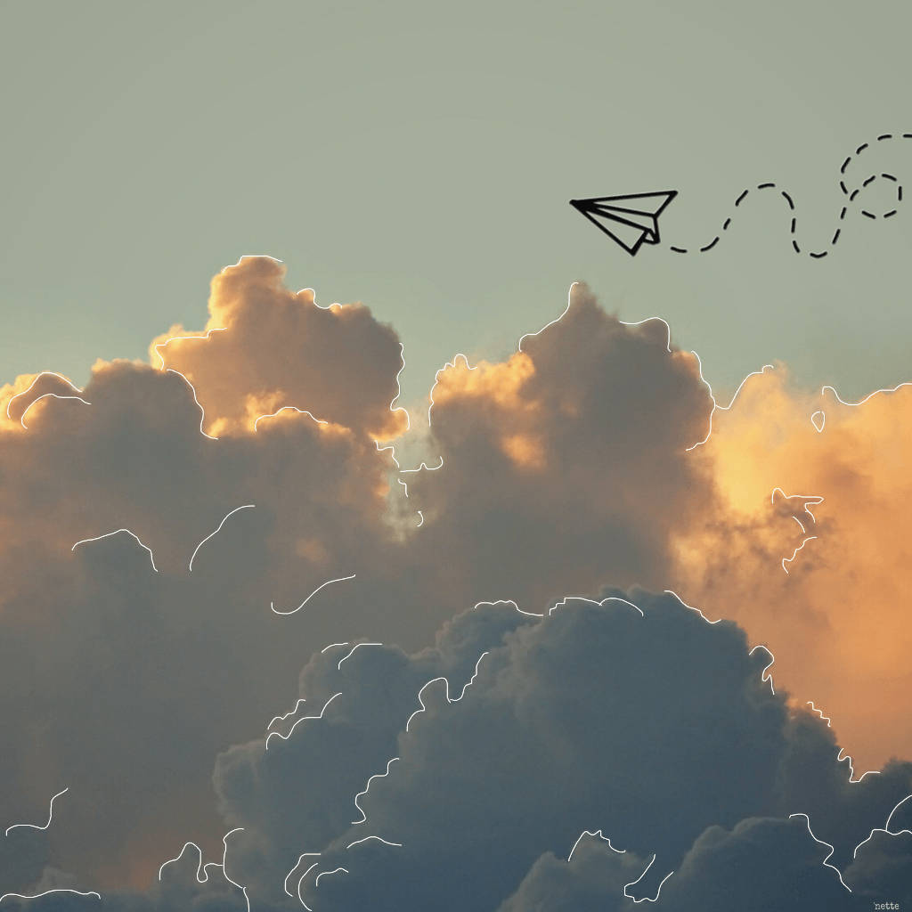Aesthetic Tumblr Paper Airplane Background