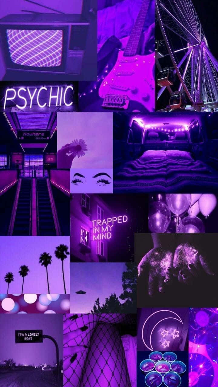 Aesthetic Vintage Purple Photomontage Background