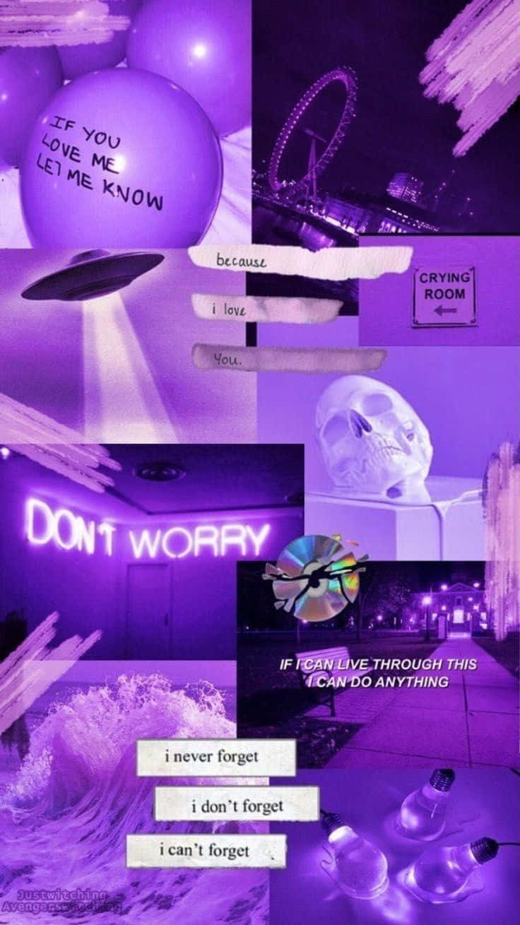 Aesthetic Vintage Purple Quotes Collage Background