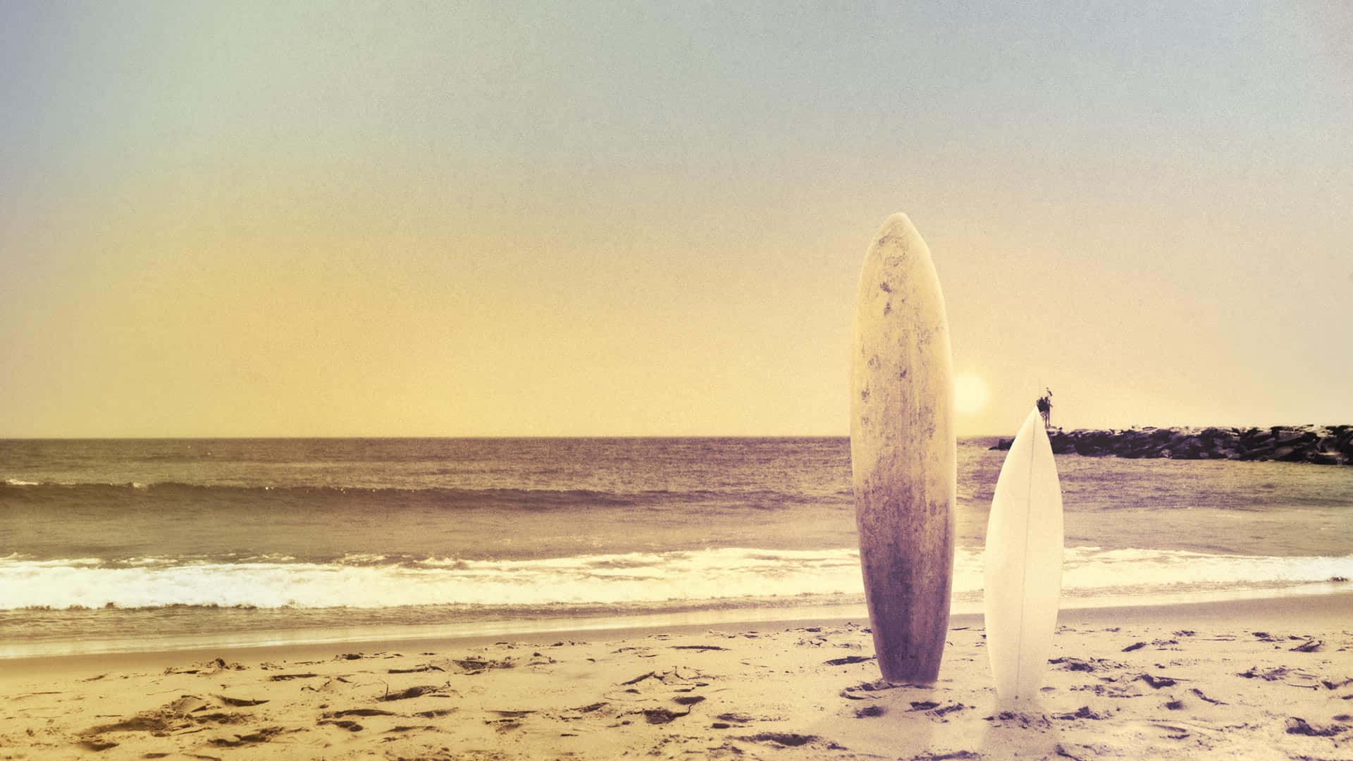 Aesthetic Vintage Surf Wide Angle Shot Background
