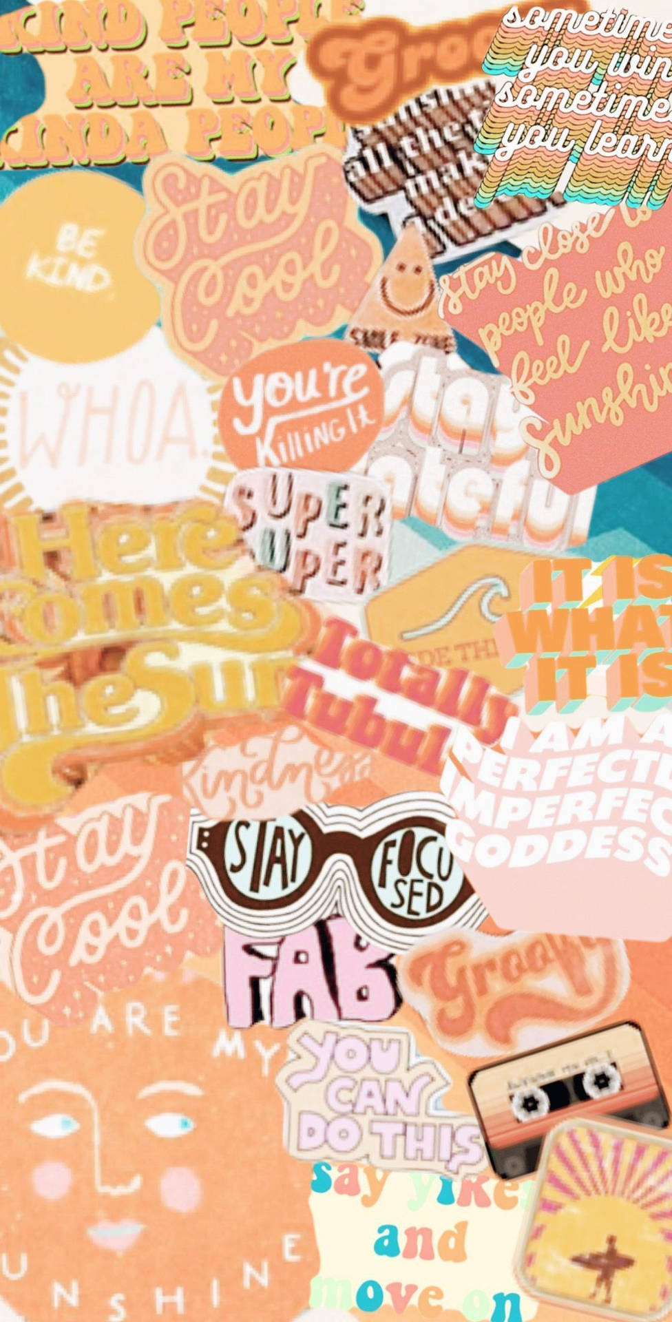 Aesthetic Vsco Collage With Orange Theme Background
