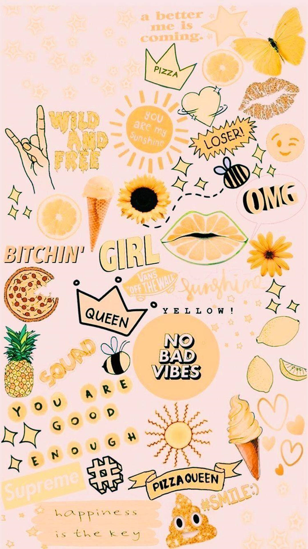 Aesthetic Vsco Collage With Yellow Theme Background