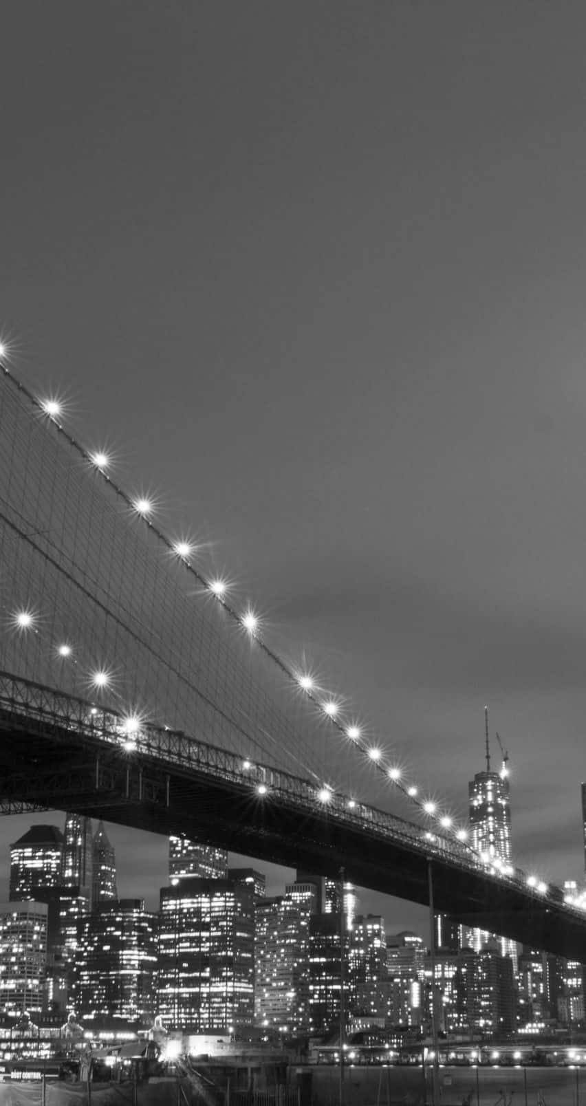 Aesthetic White And Black Iphone Brooklyn Bridge Background