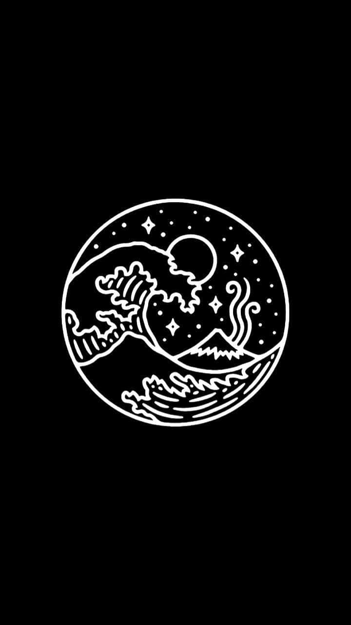 Aesthetic White And Black Iphone Japanese Art Background