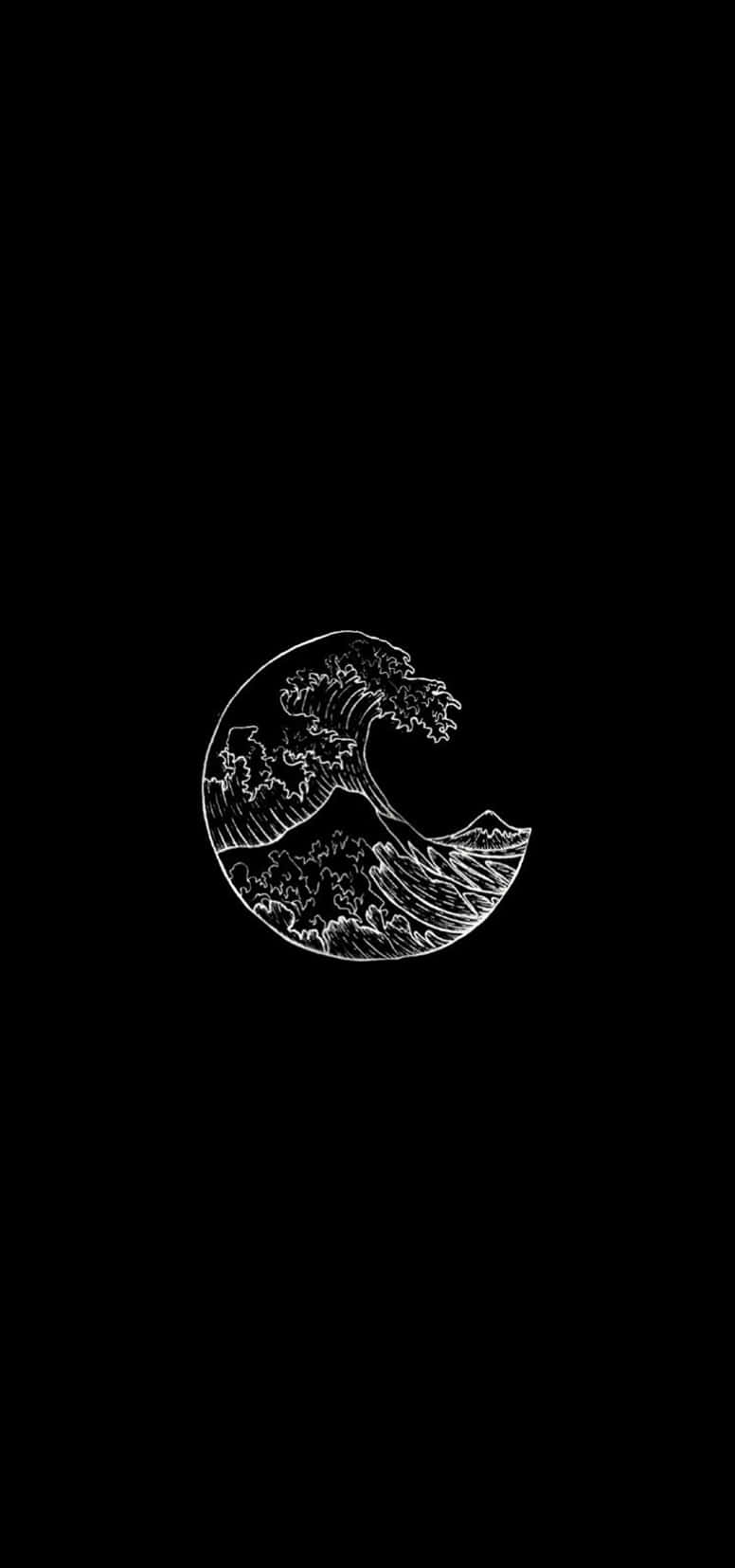 Aesthetic White And Black Iphone The Great Wave Of Kanagawa Background
