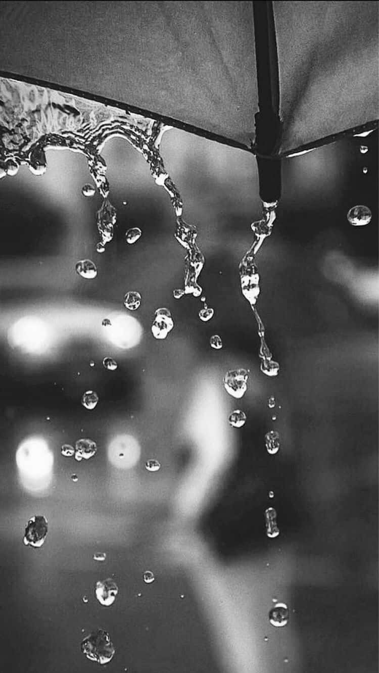 Aesthetic White And Black Iphone Umbrella Rainy Day Background