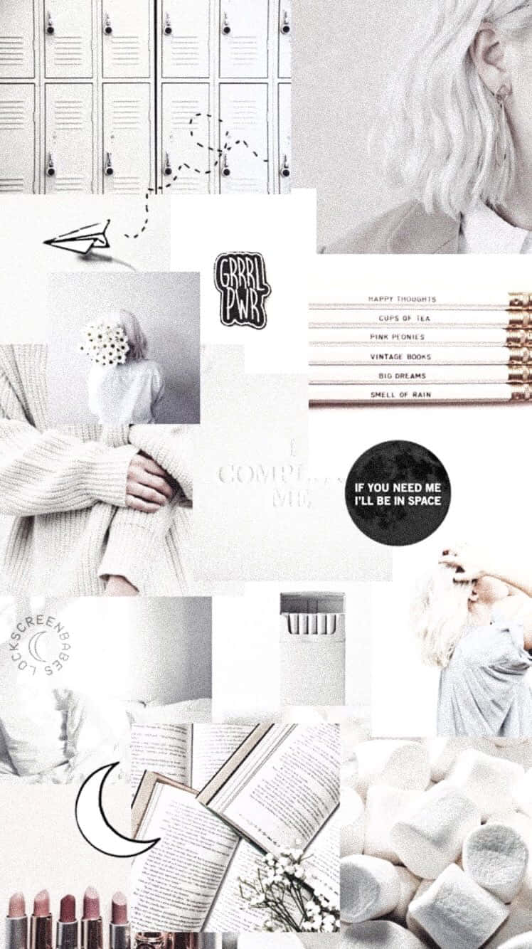 Aesthetic White Collage Background