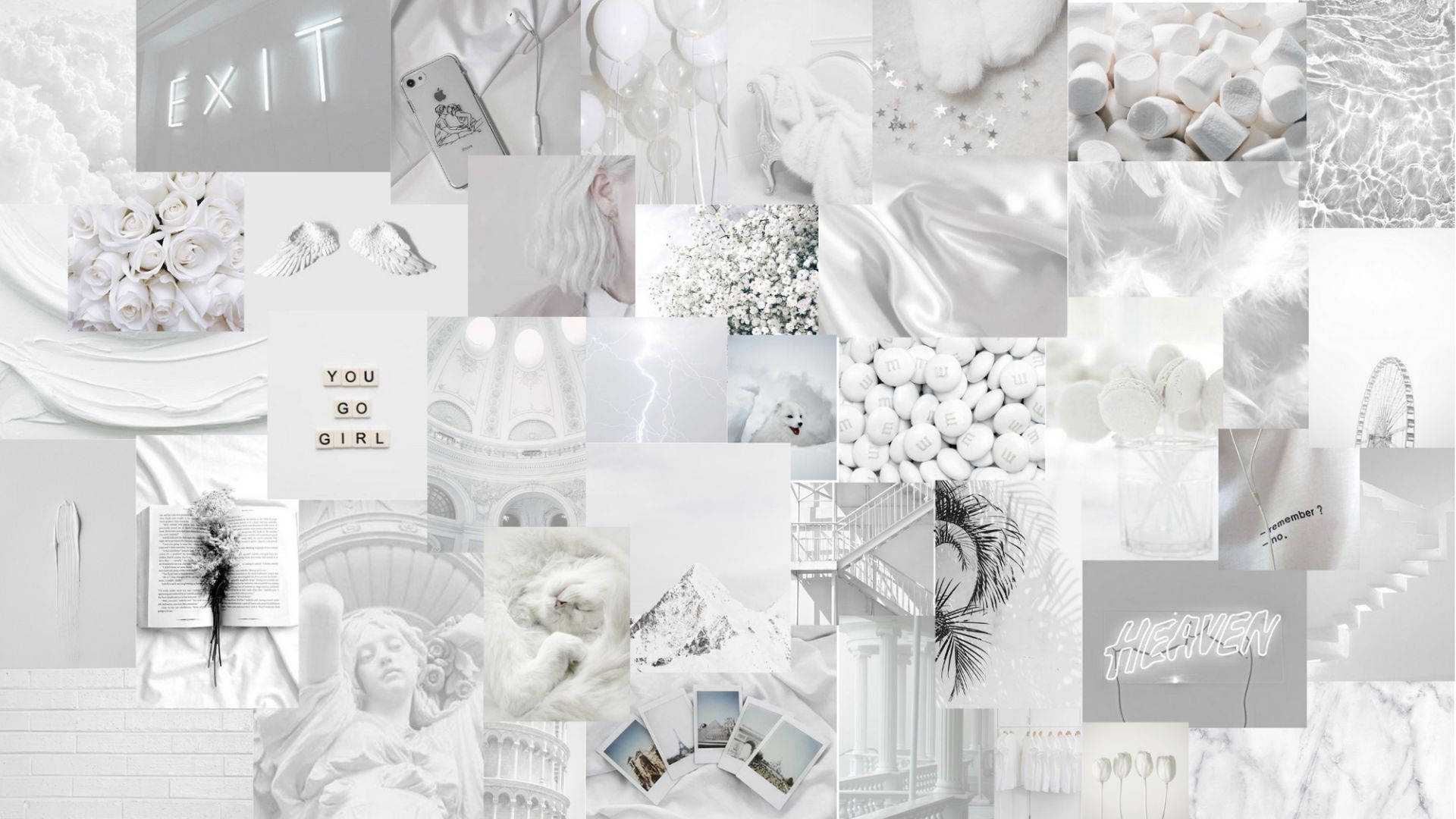 Aesthetic White Collage Image Background
