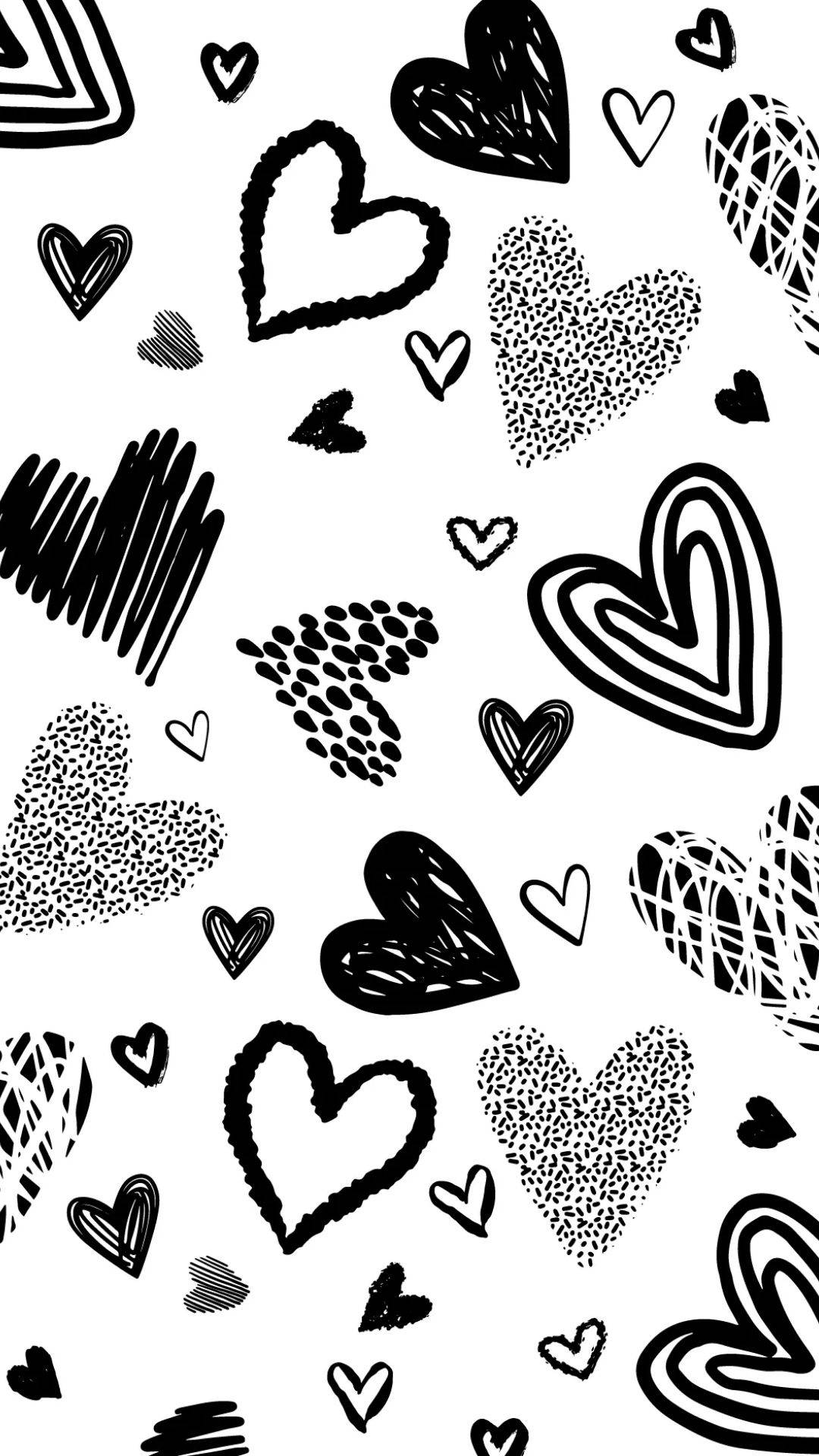 Aesthetic White Hearts Background