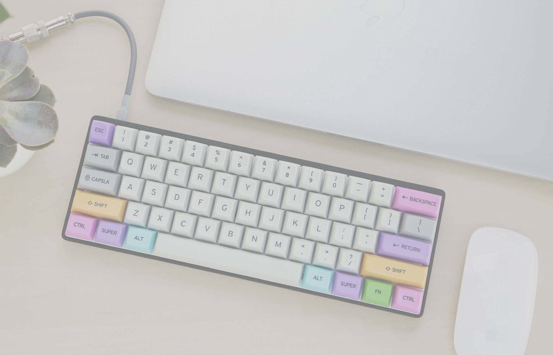 Aesthetic White Mechanical Keyboard Background