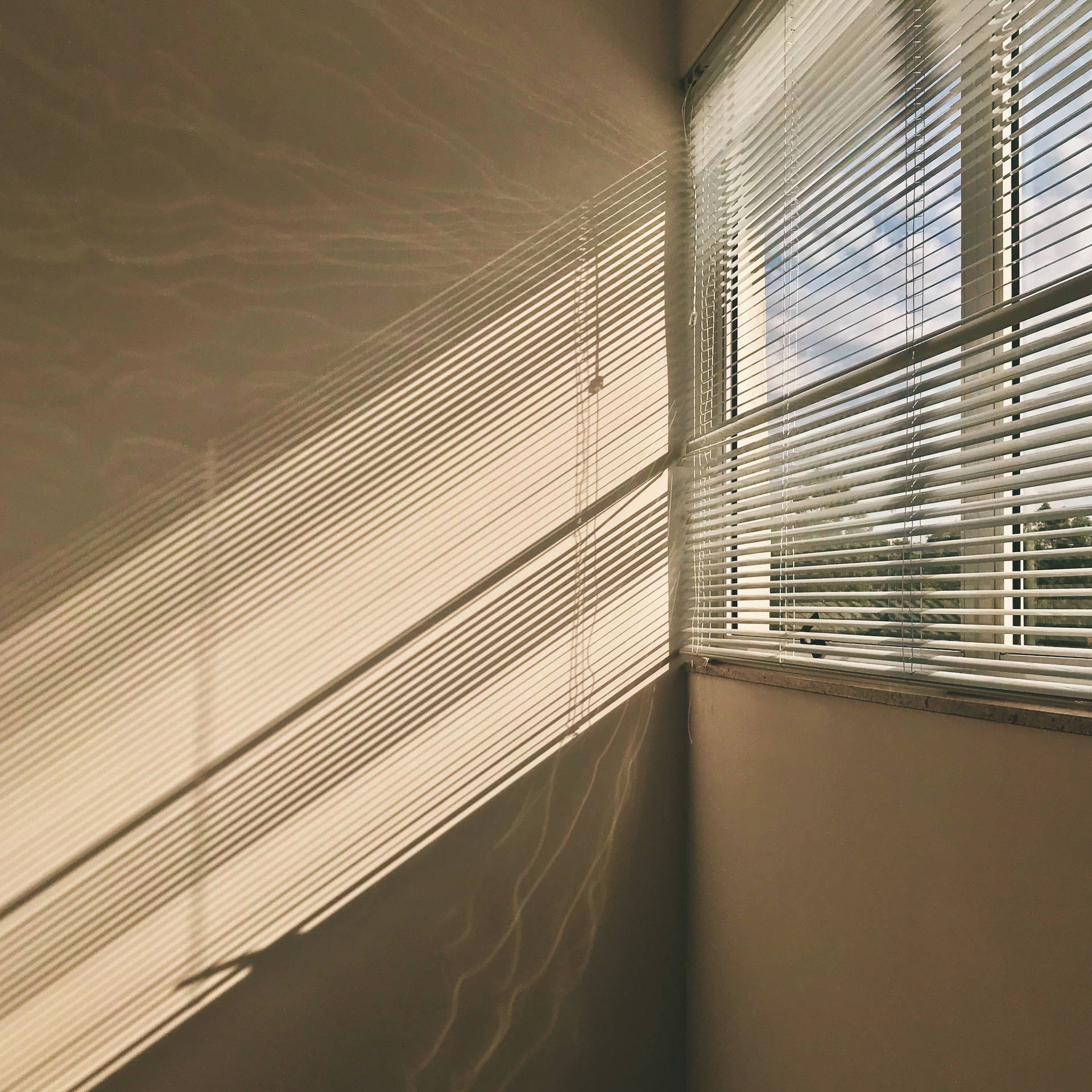 Aesthetic Window Blinds In Beige Background