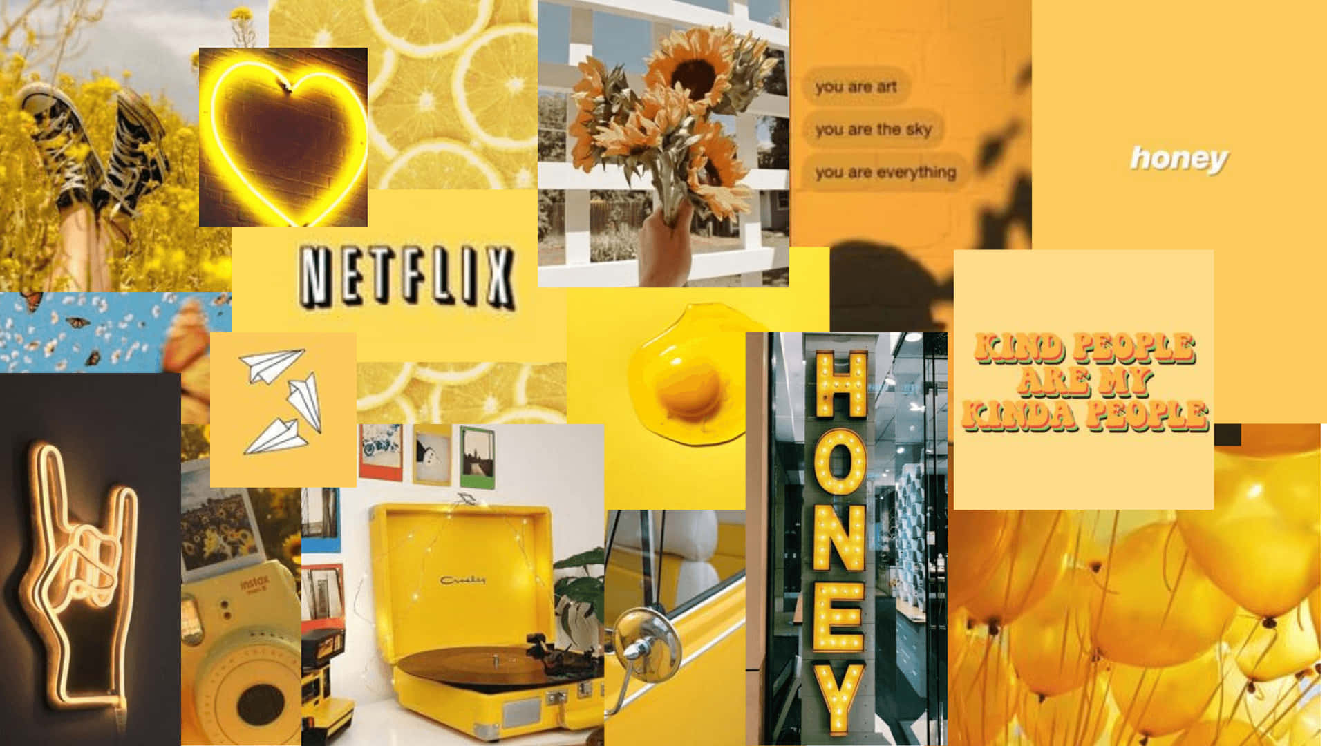 Aesthetic Yellow Collage Background