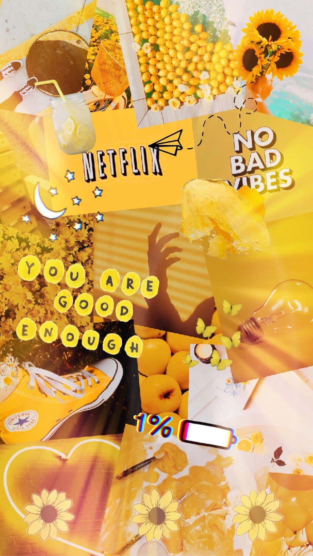 Aesthetic Yellow Collage Background