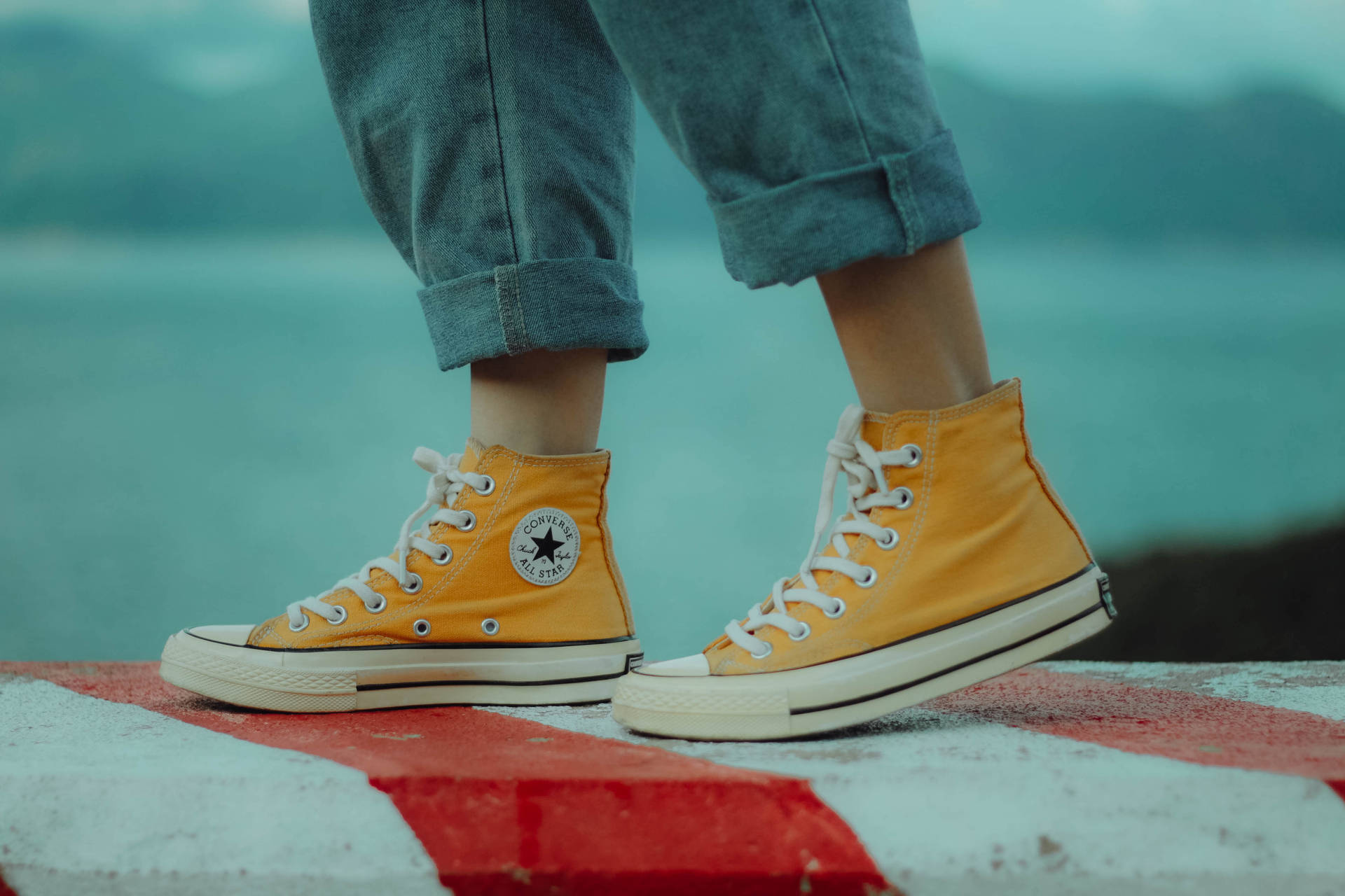 Aesthetic Yellow Converse Shoes