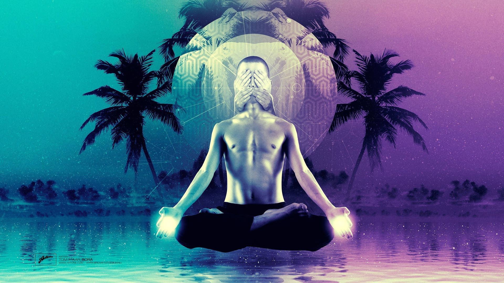 Aesthetic Yoga Meditation Digital Art Background