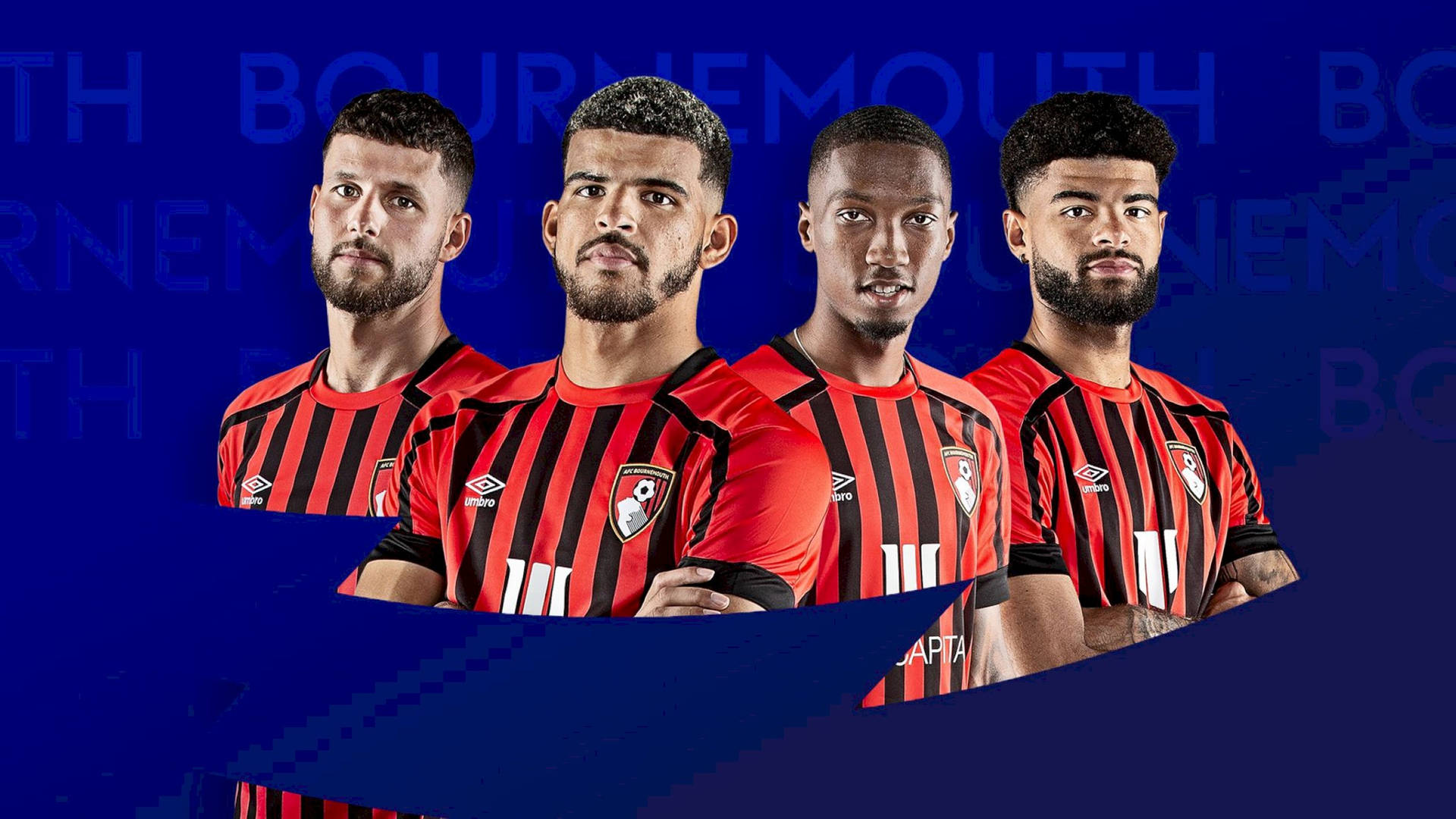 Afc Bournemouth Players On Blue Background