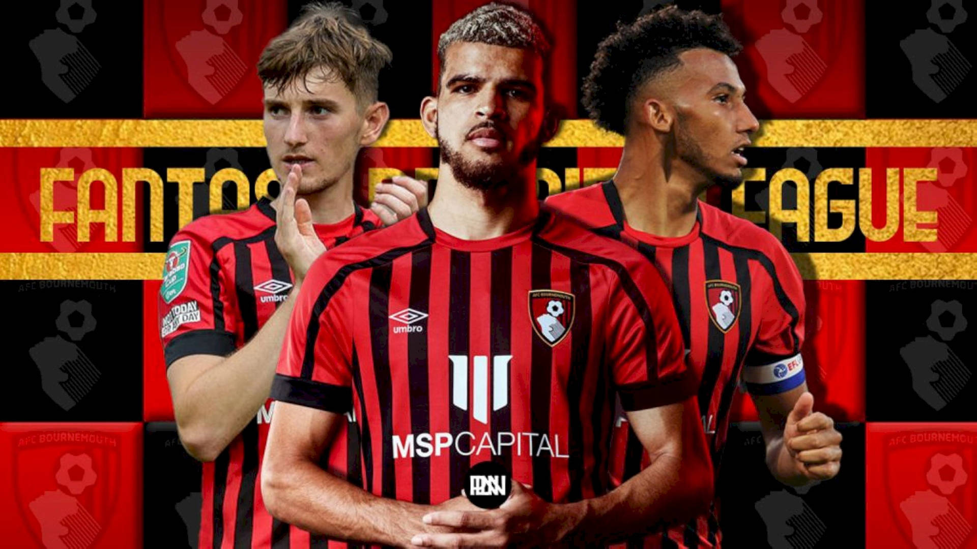 Afc Bournemouth Poster With Three Players Background