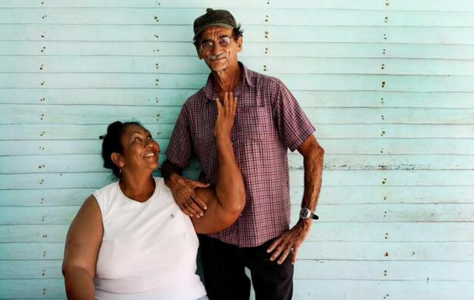Affectionate Elderly Couple In Cuba