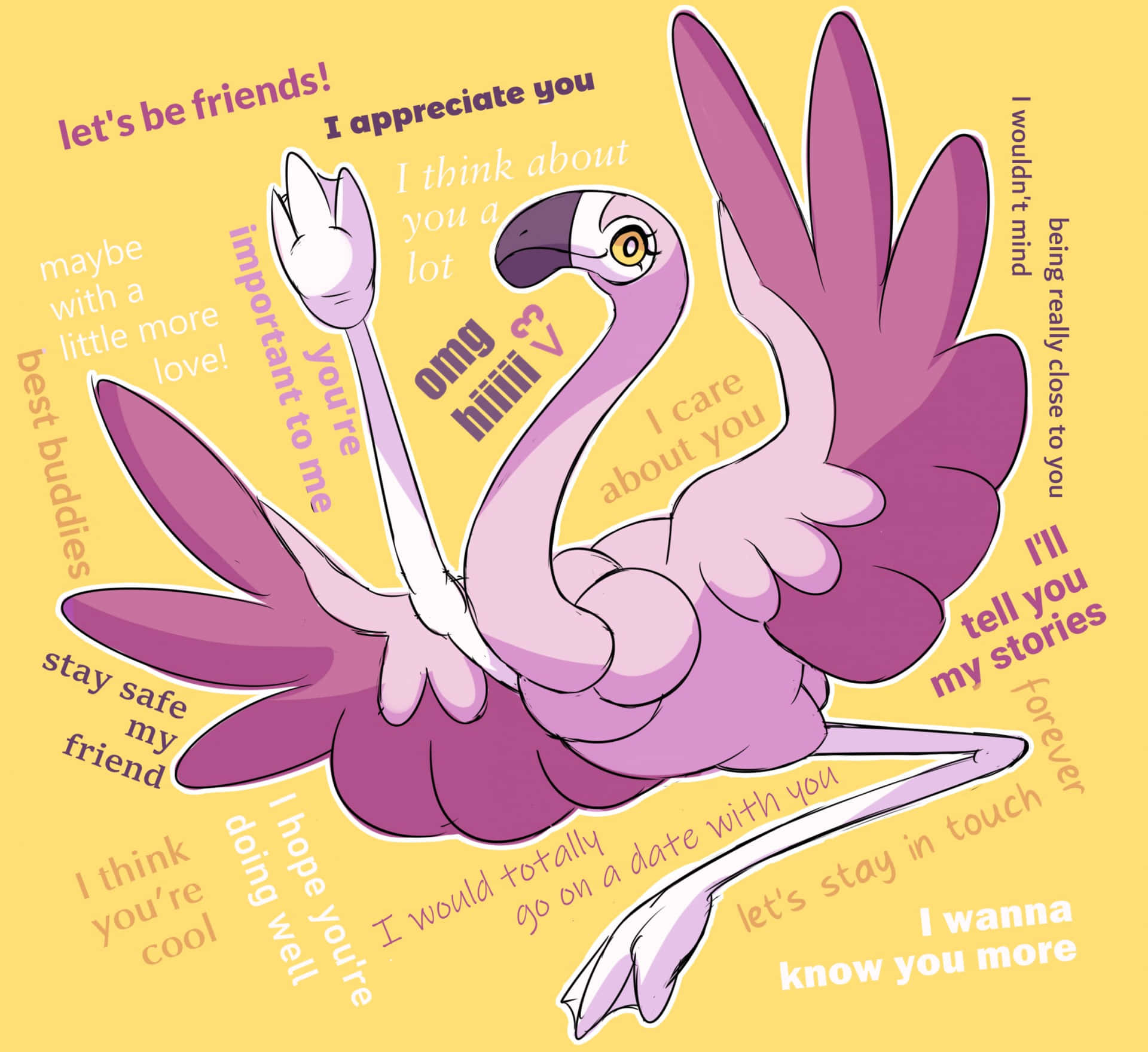 Affectionate Flamingo Expressions Background
