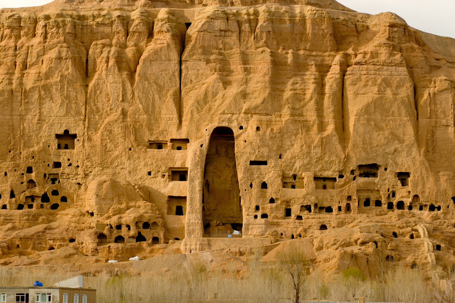 Afghanistan Bamiyan Sandstone Carving Background