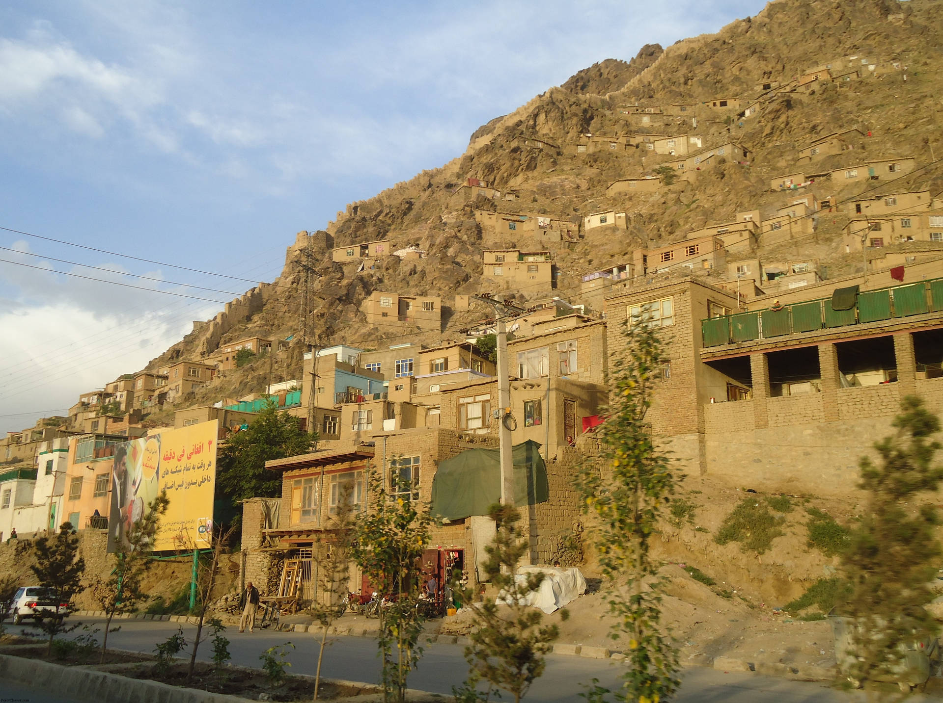 Afghanistan Kabul Hillside Houses Background