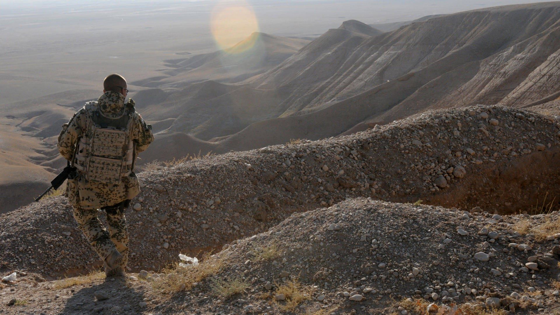 Afghanistan Soldier On Mountain Background