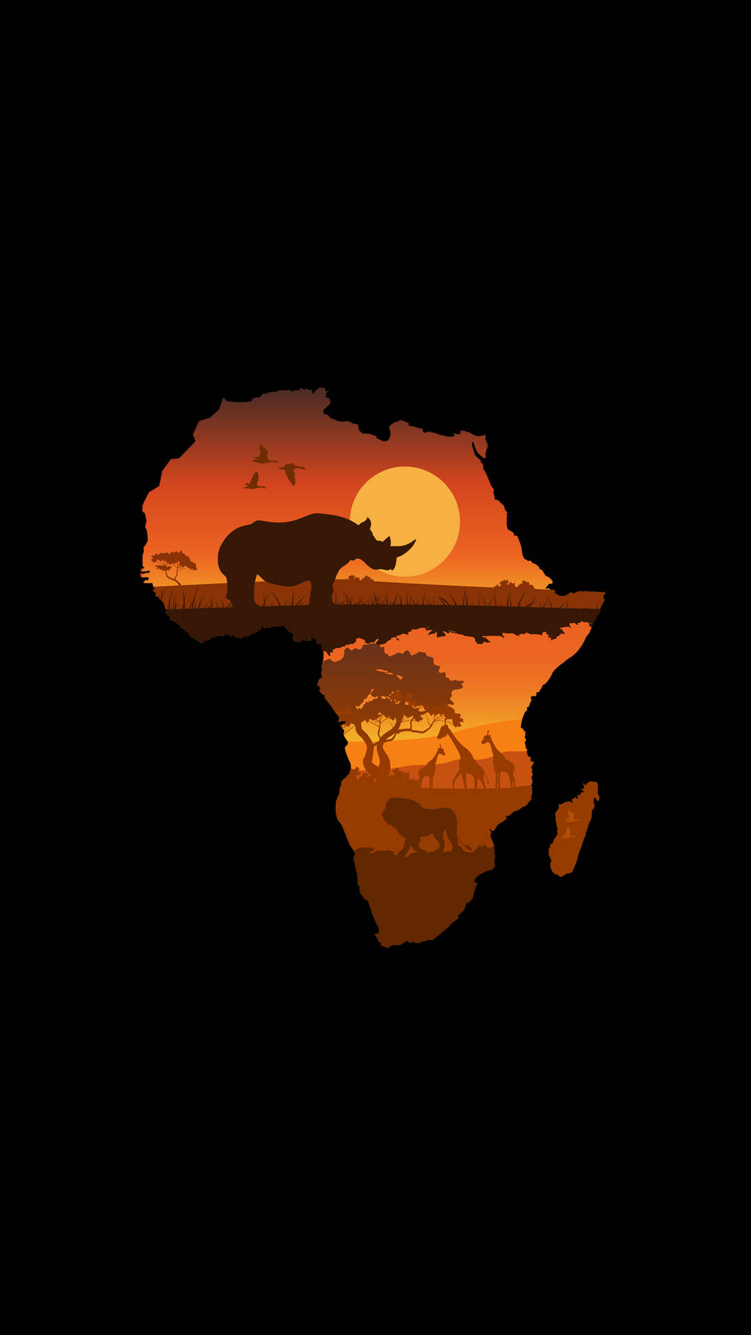 Africa Map With Animals Background