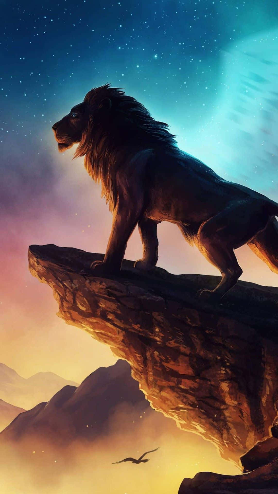 African Lion On The Edge Of A Cliff Phone Background