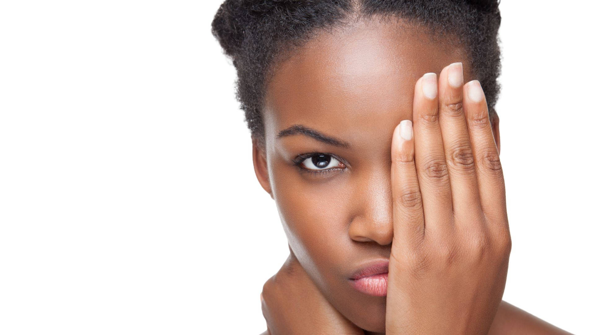 African Woman Covering Her Eye Background