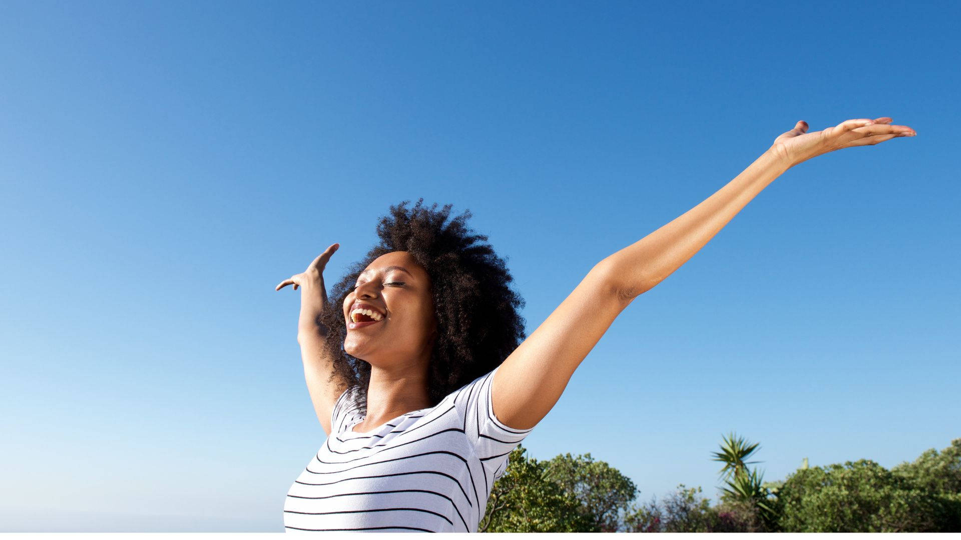 African Woman Hands On The Air Background