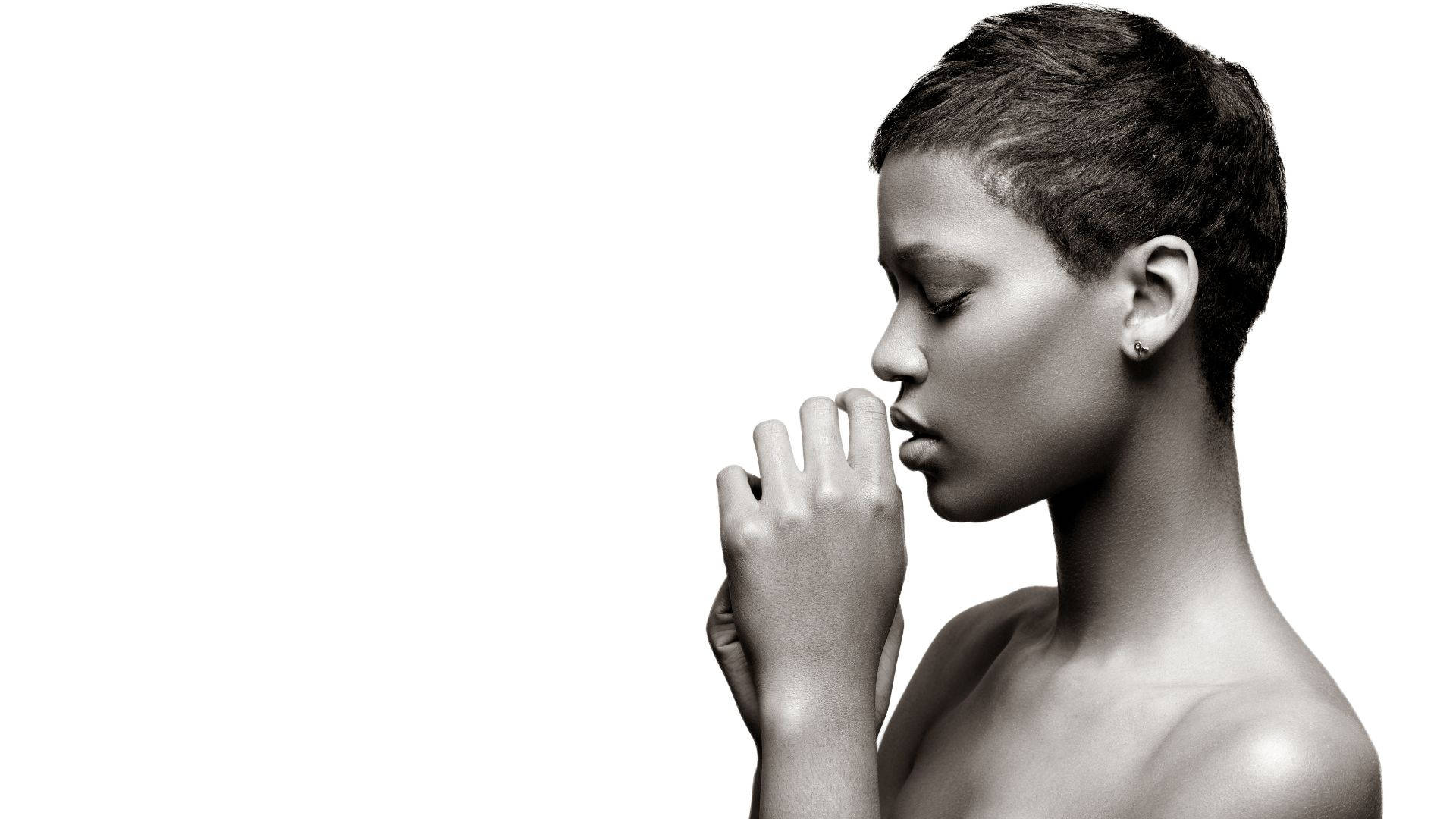 African Woman Silently Praying Background