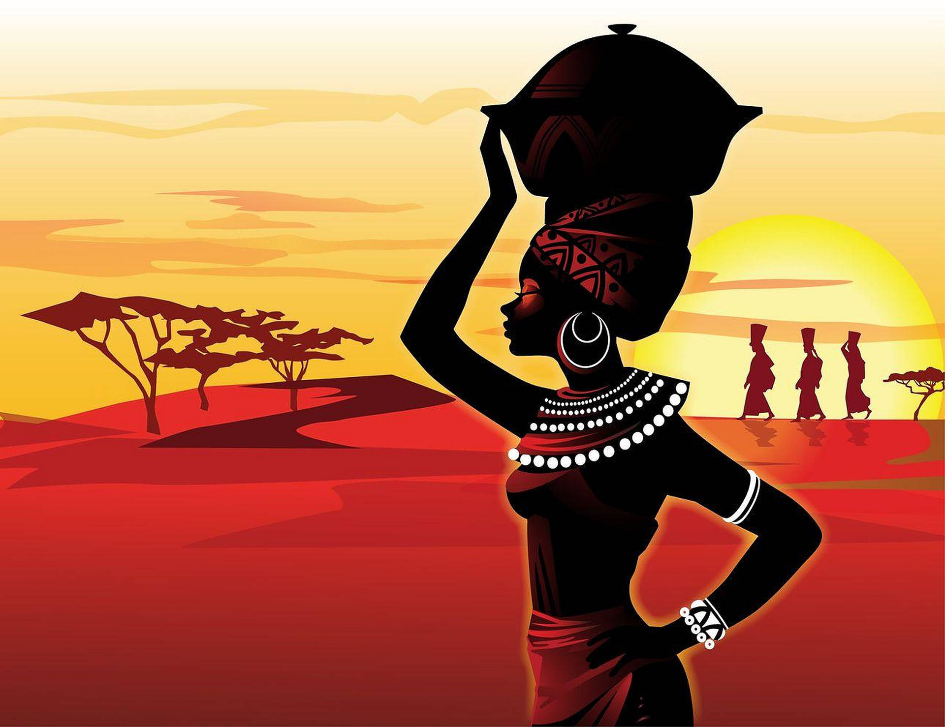 African Woman With Jug Art Background