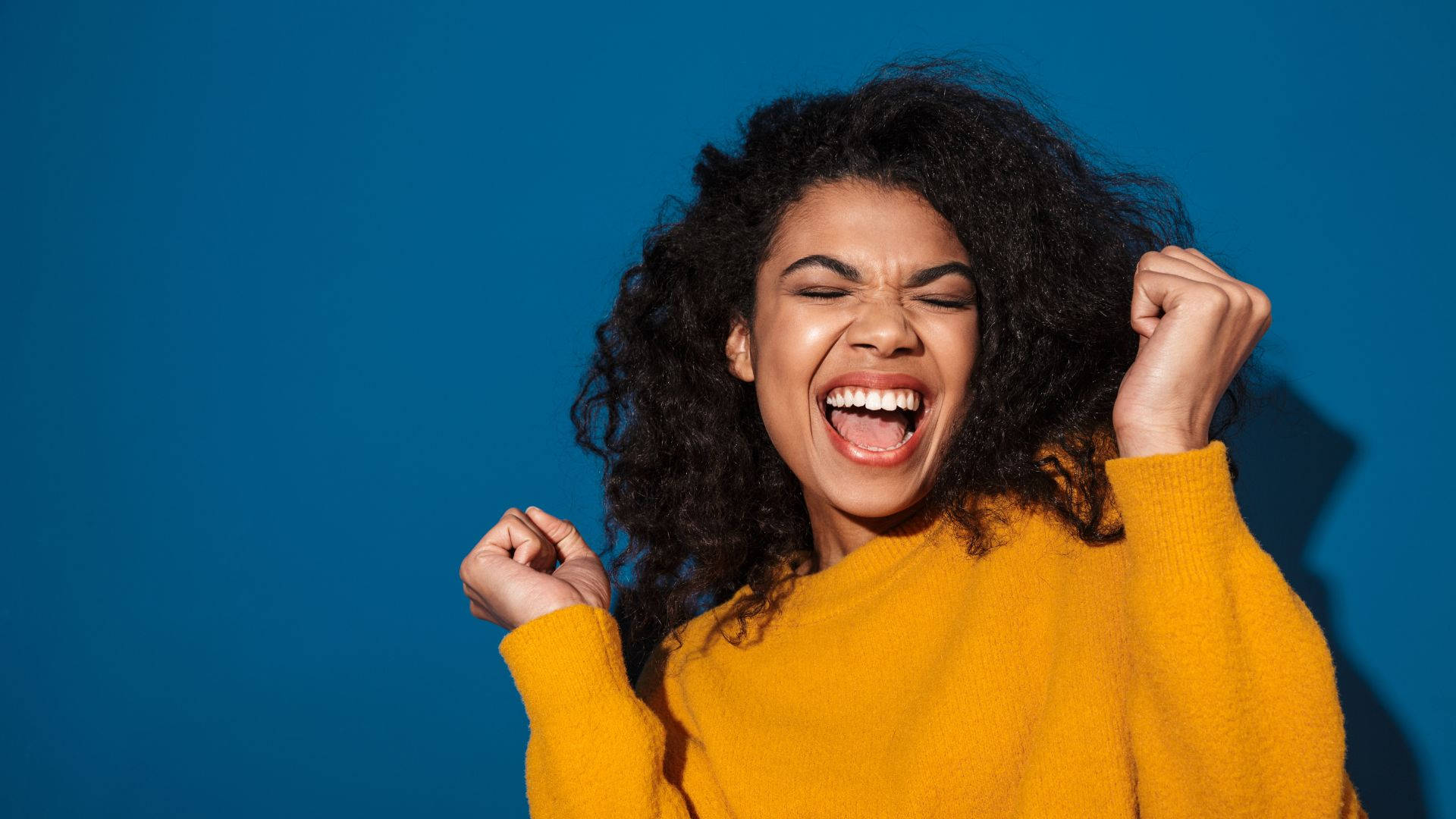 African Woman Yelling Yey Background