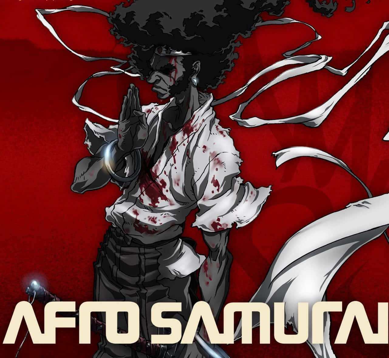 Afro Samurai Posing With His Menacing Sword Background