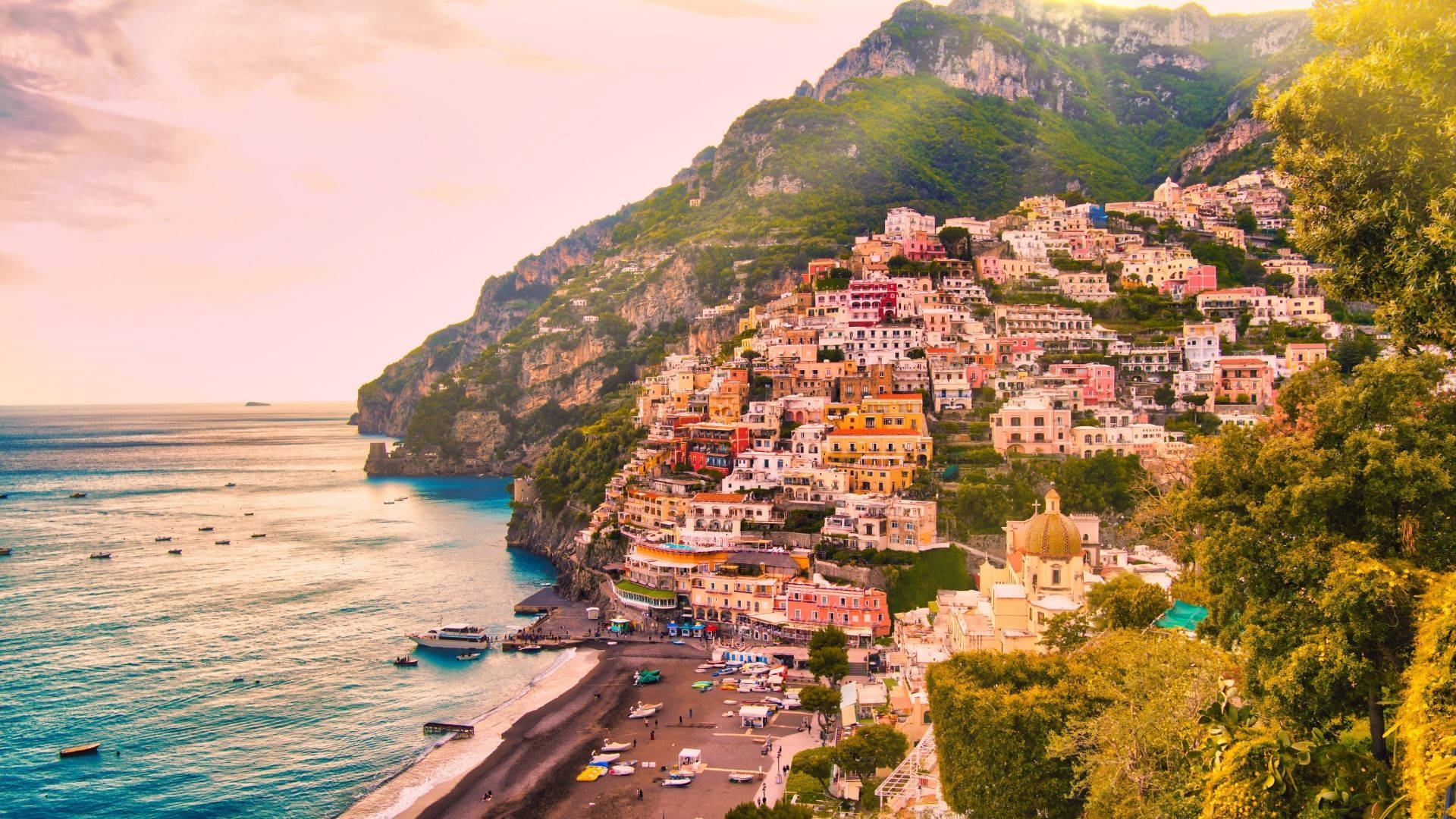 Afternoon In Positano Amalfi Coast Background