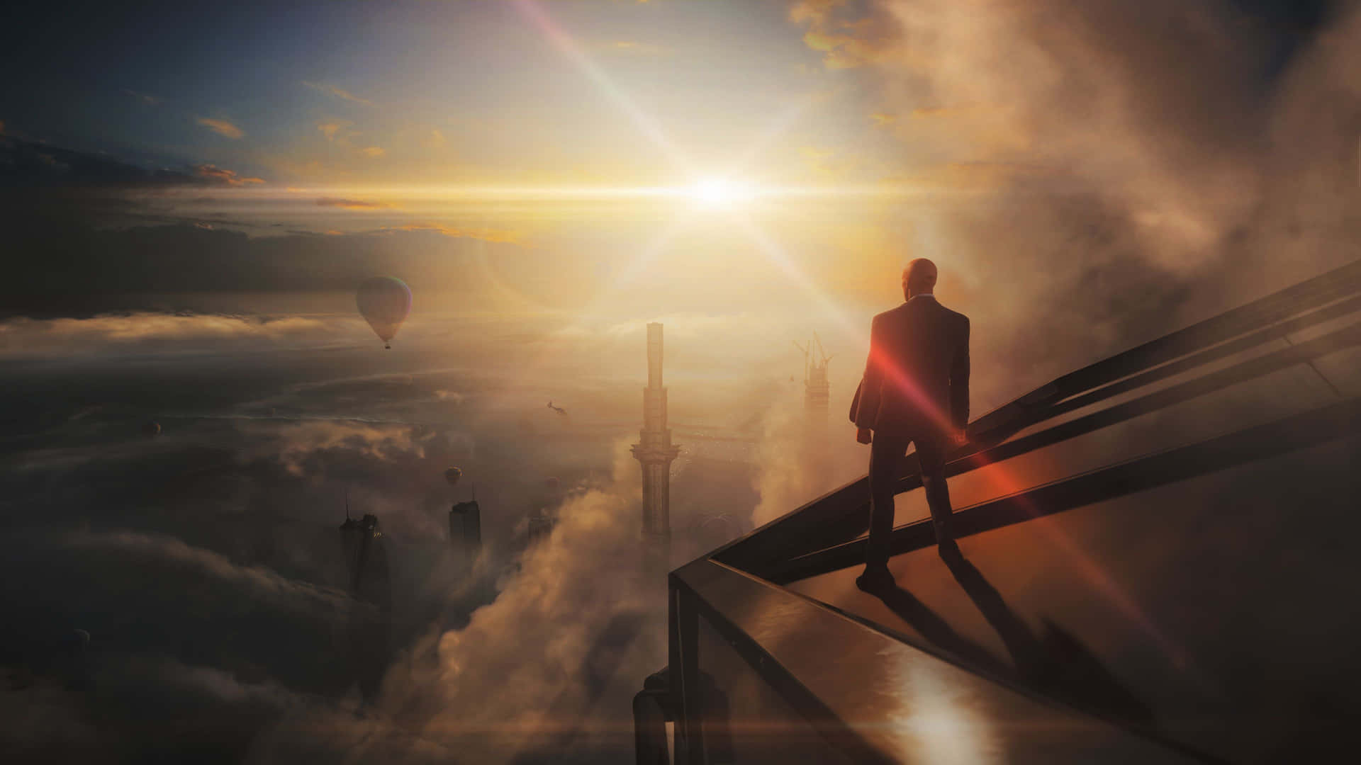 Agent 47 Atop A Skyscraper Hitman 3 Background