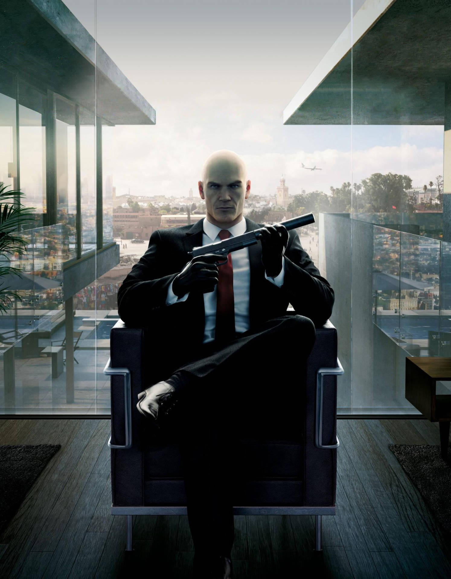 Agent 47 On Couch Hitman Iphone Background