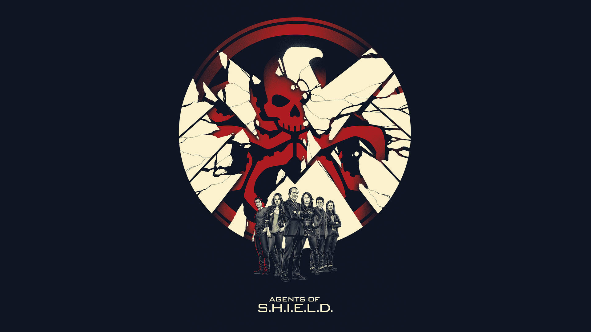 Agents Of Shield Main Characters With Hydra Logo Background