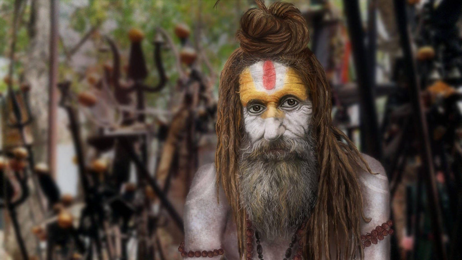 Aghori Ascetic Portrait Background