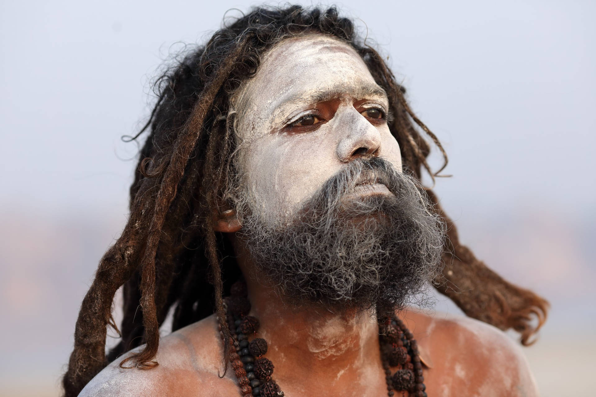 Aghori Face Painted White Background