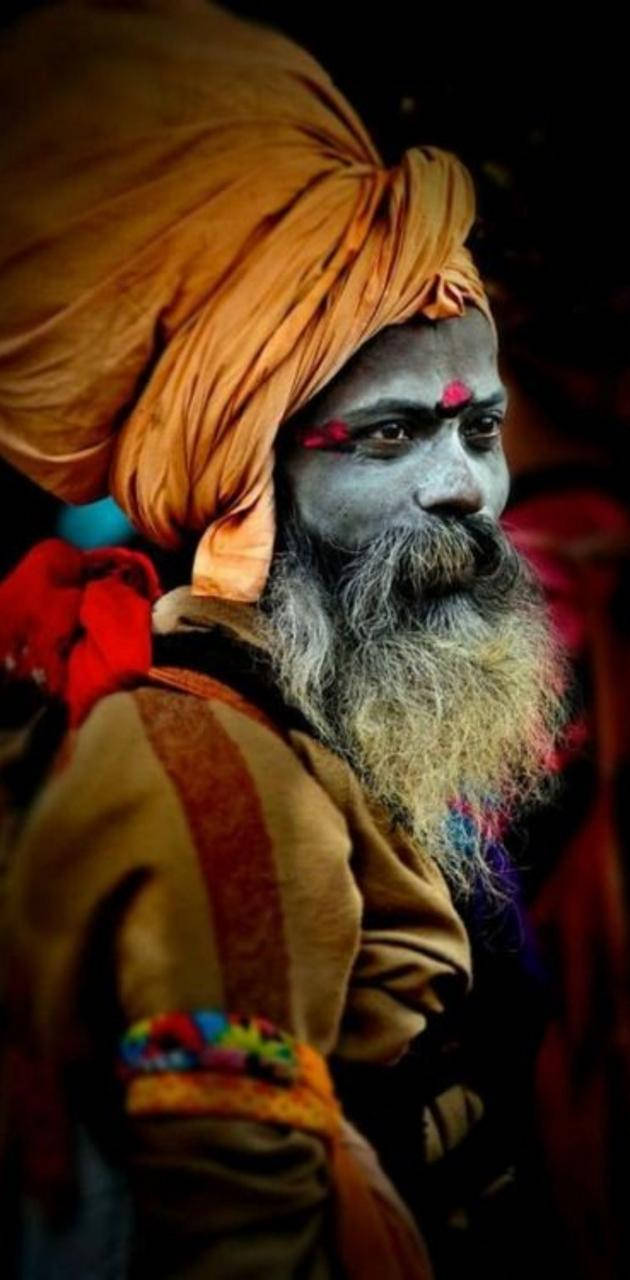 Aghori In Traditional Clothes Background