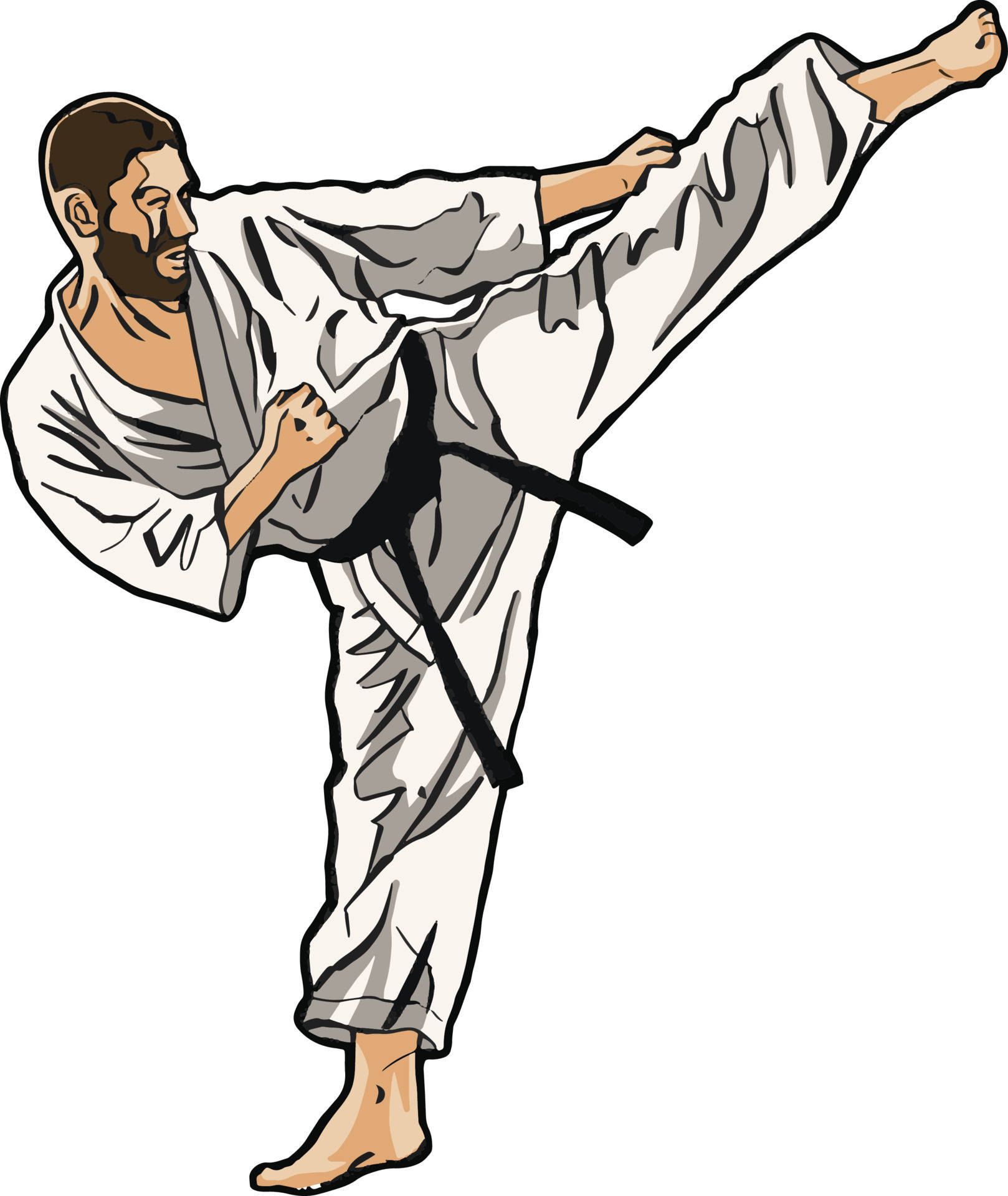 Agile Karate Master Delivering High Kick