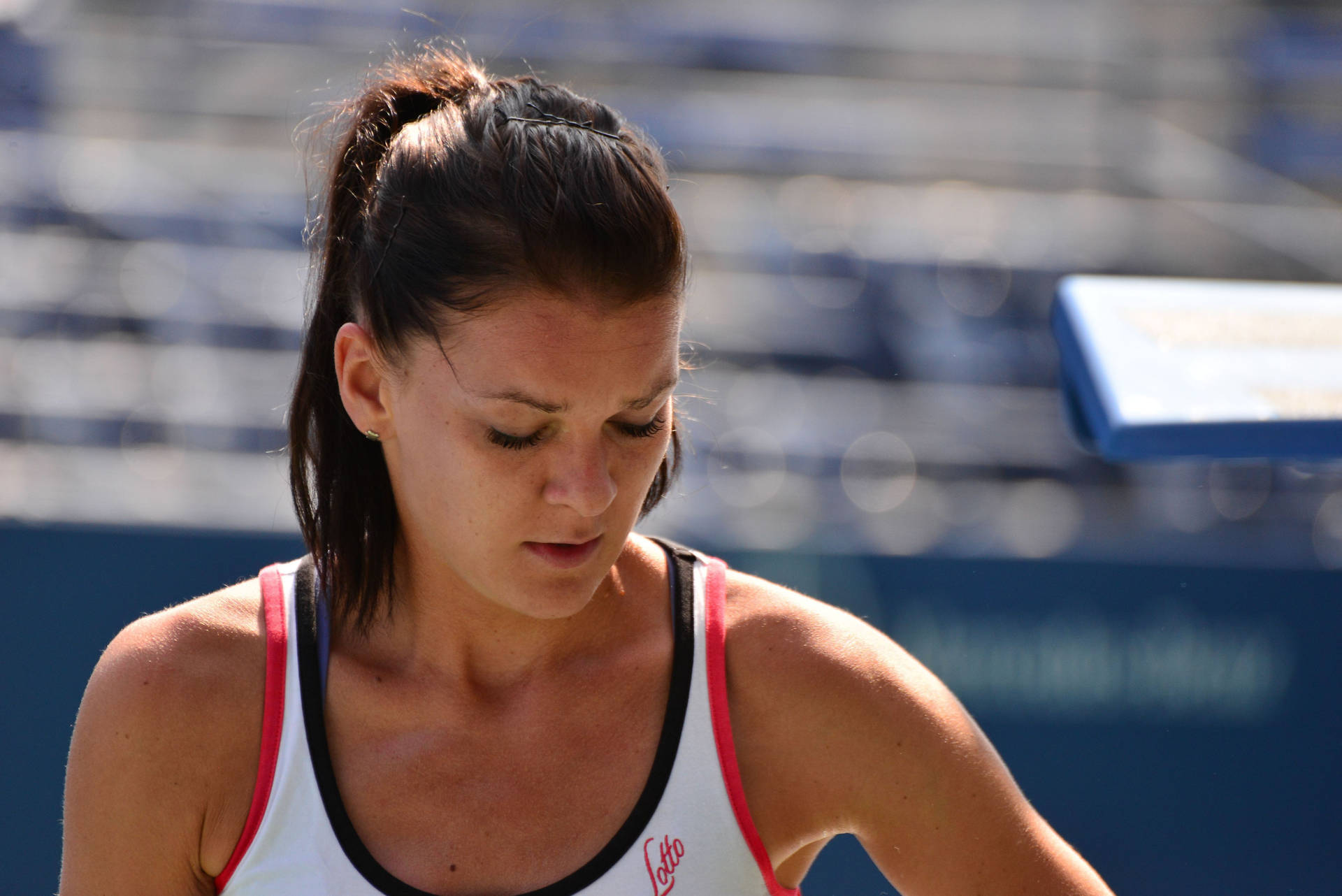 Agnieszka Radwanska In Deep Thought On The Tennis Court