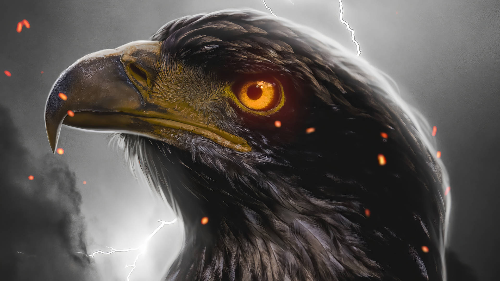 Aguila Glowing Golden Eye Digital Art Background