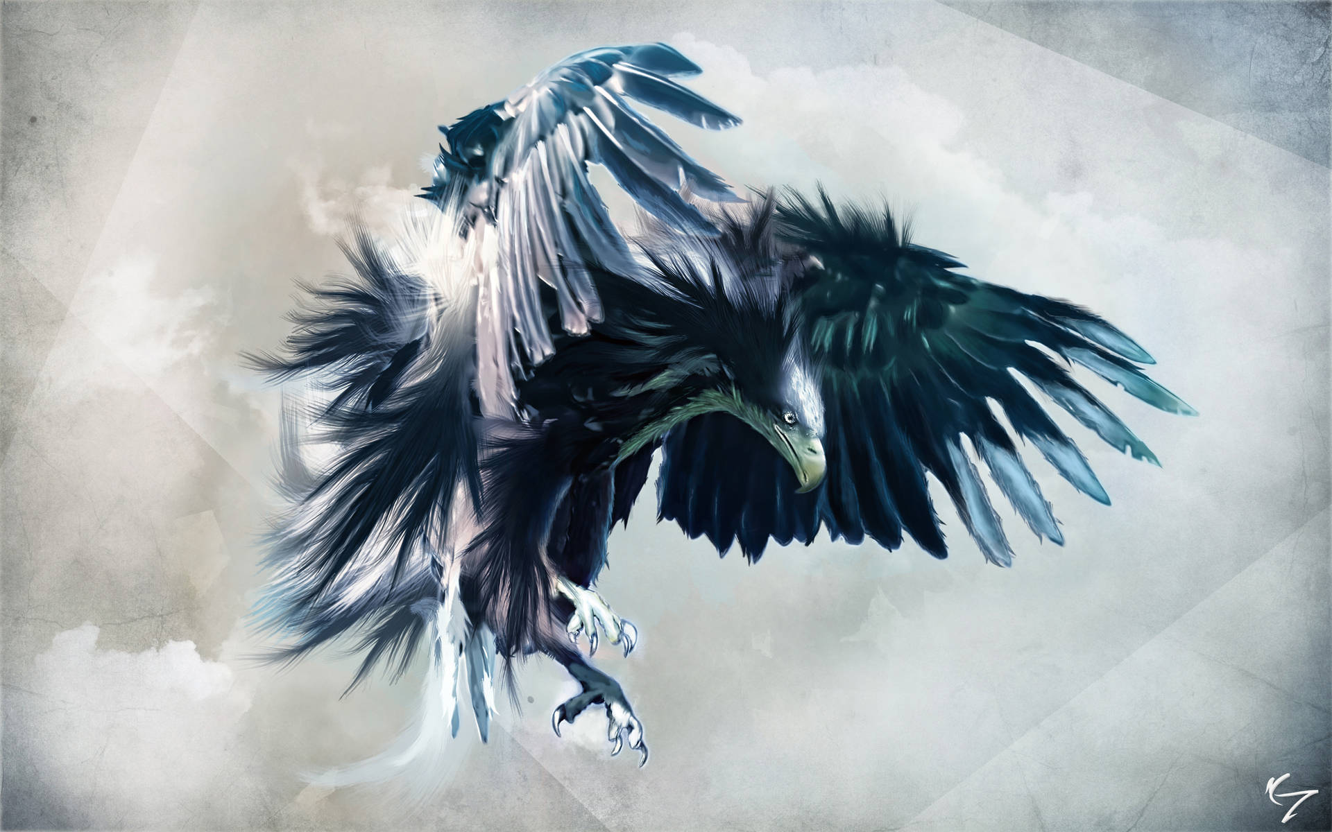 Aguila With Black Feathers Digital Art Background