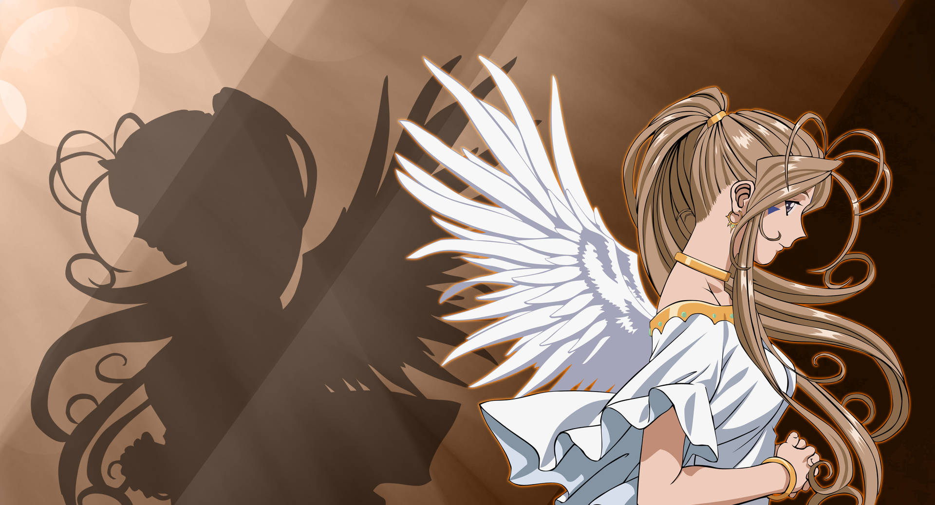 Ah My Goddess Belldandy Brown Background