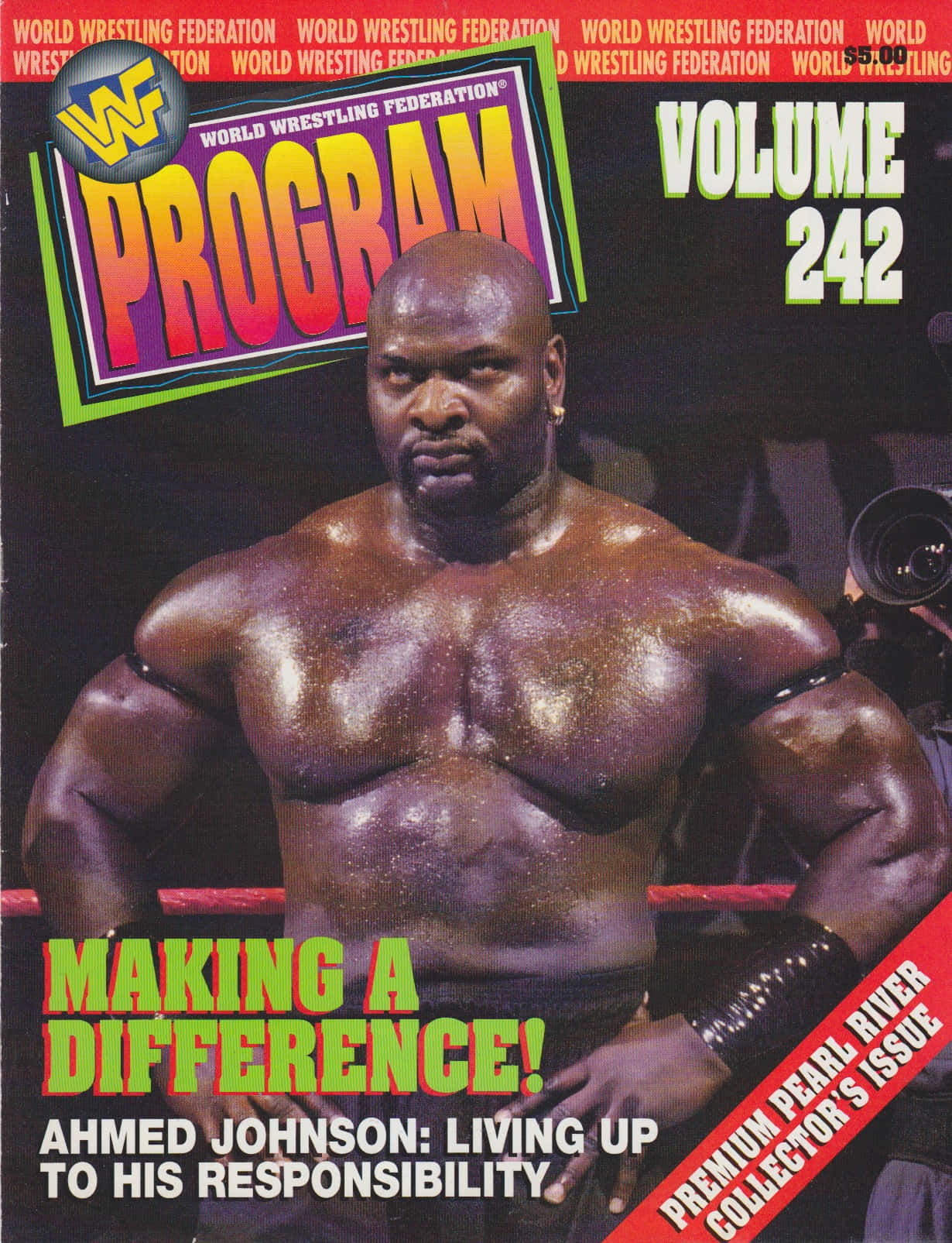 Ahmed Johnson Menacing Wwf Program Front Page Background