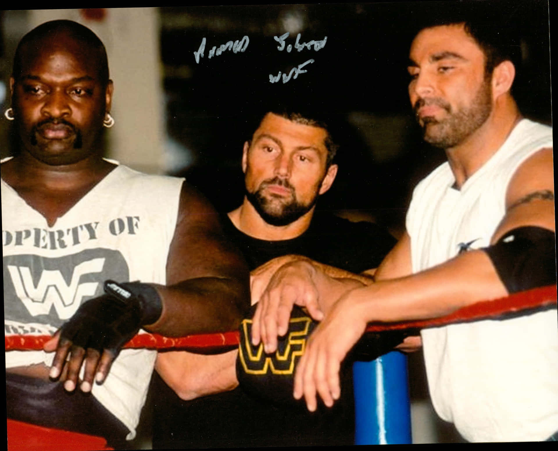 Ahmed Johnson Signed Photo With Steve Blackman Background