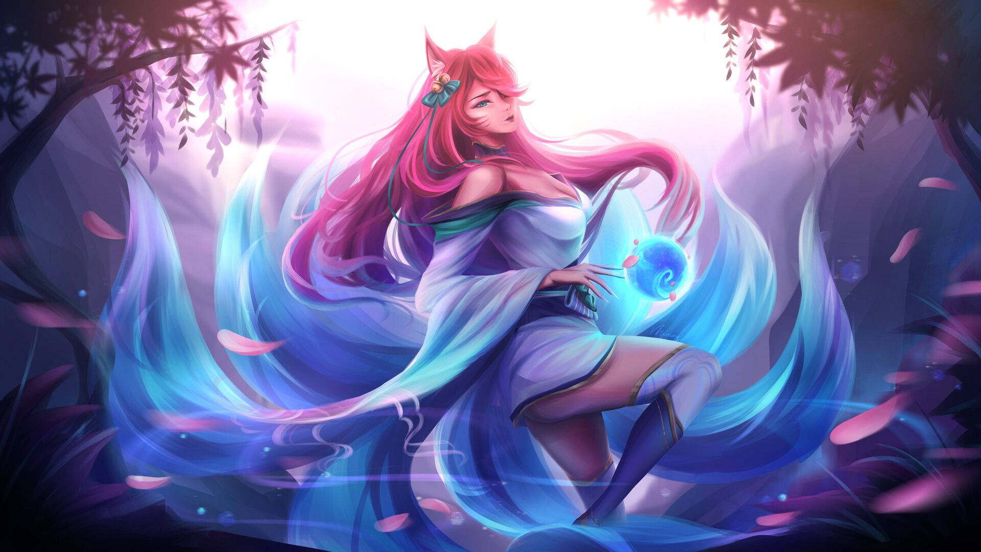 Ahri In The Woods Background